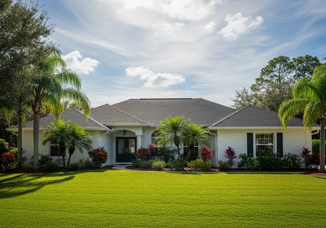 Roof cost calculator Florida: new asphalt shingle roof on a Southwest Florida home