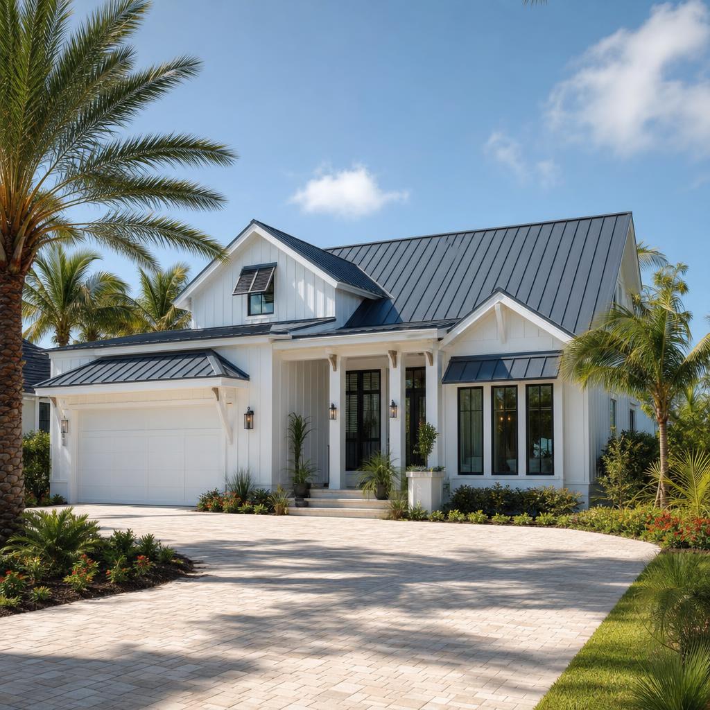 Standing seam profile metal roof with a painted finish